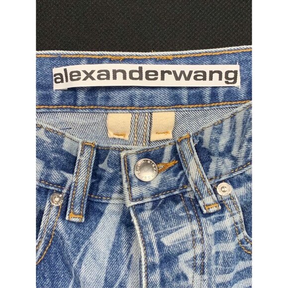 Alexander Wang Blue Full Print Cotton Jeans Casual Pants Size 27 - Picture 3 of 4